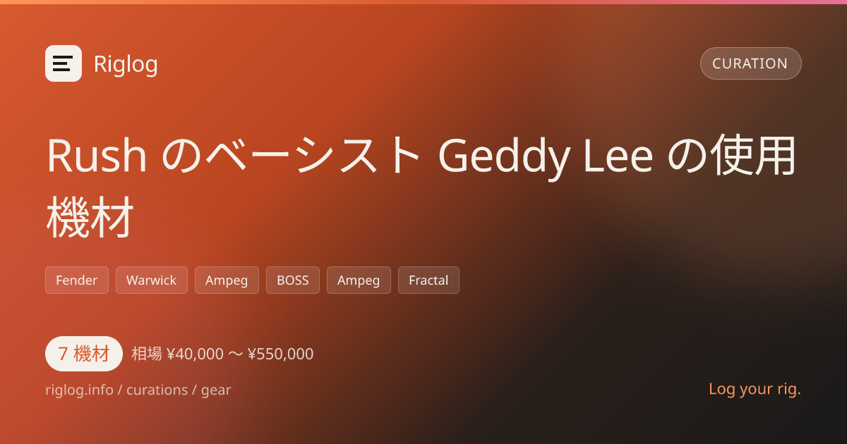Rush のベーシスト Geddy Lee の使用機材